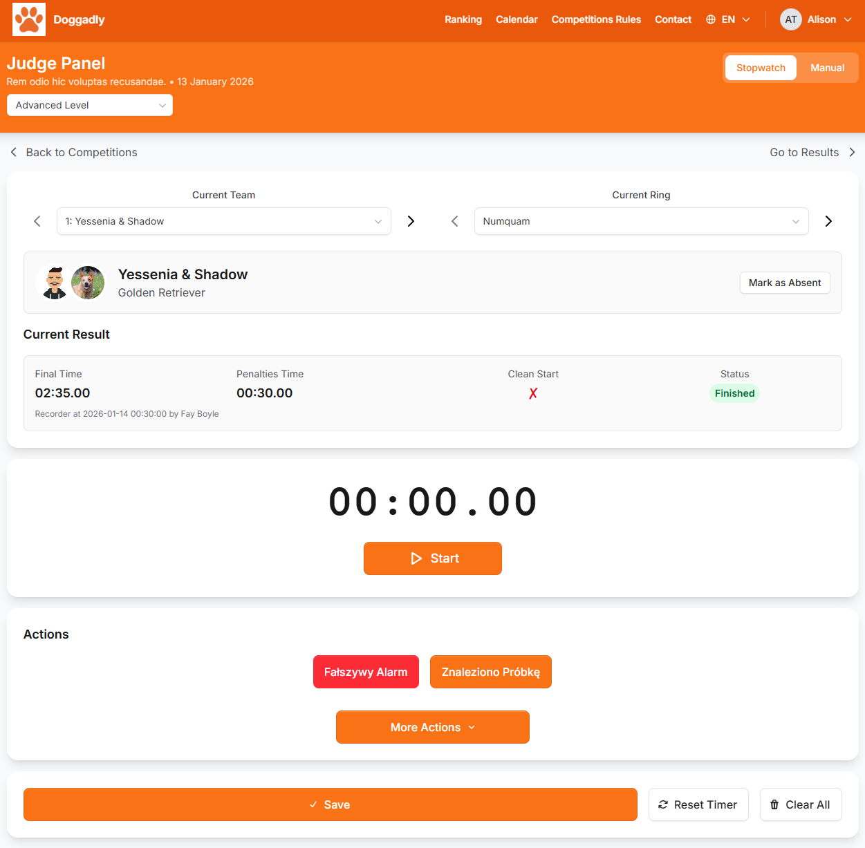 Judge Panel with Stopwatch